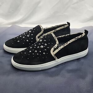 DONALD/PLINER STYLE SANYA BEADED SUEDE/LEATHER UPPERS WOMAN'S 8.5 LOAFERS VGUC